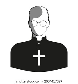 Priest with cross on white background. Vector illustration