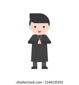 priest, cute character, professional set, flat design