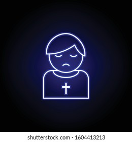priest, death outline blue neon icon. detailed set of death illustrations icons. can be used for web, logo, mobile app, UI, UX