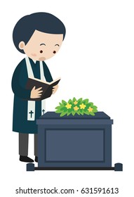 Priest doing ceremony at funeral illustration