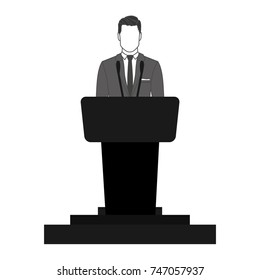 Priest giving speech from tribune. Baptist preacher person. Pastor servant of God Vector illustration in flat style