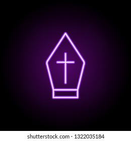 priest hat outline icon. Elements of religion in neon style icons. Simple icon for websites, web design, mobile app, info graphics