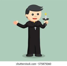 Priest Holding Candle Color