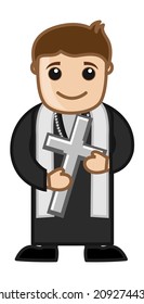 Priest Holding a Holy Cross Vector