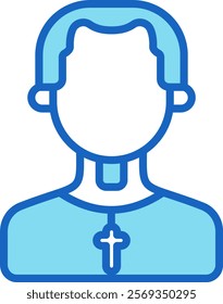 Priest Icon Blue Vector Illustration