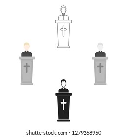 Priest icon in cartoon style isolated on white background. Religion symbol stock vector illustration.