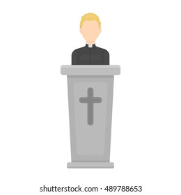 Priest icon in cartoon style isolated on white background. Religion symbol stock vector illustration.