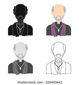 Priest icon in cartoon style isolated on white background. Funeral ceremony symbol stock vector illustration.