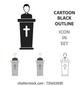 Priest icon in cartoon style isolated on white background. Religion symbol stock vector illustration.