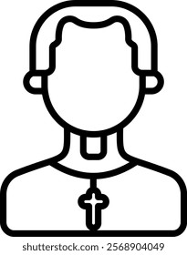 Priest Icon Line Vector Illustration