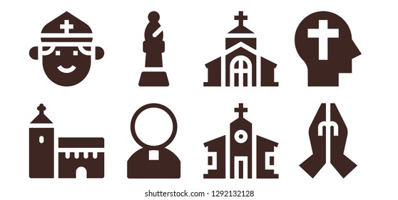  priest icon set. 8 filled priest icons. Simple modern icons about  - Church, Priest, Bishop, Prayer, Faith