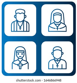 priest icon set. Collection of Pastor, Nun, Priest icons