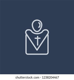 Priest icon. Trendy flat vector line Priest icon on dark blue background from Religion collection. 