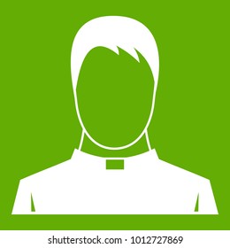 Priest icon white isolated on green background. Vector illustration