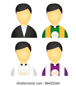 priest icons isolated over white background. vector