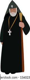 Priest, illustration, vector on white background.