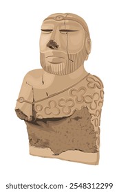 Sacerdote rei escultura de Mohenjo Daro Indus vale civilização ilustração vetorial detalhada