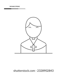Diseño de vectores de iconos de línea de sacerdote. 