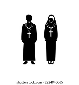 priest and nun icon, priest and nun vector sign symbol