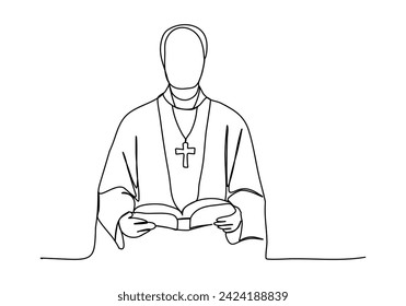 Priest one line drawing vector illustration.