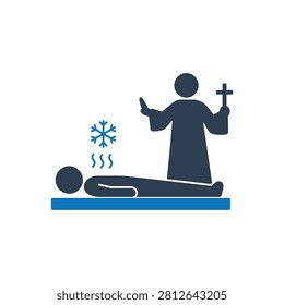 Priest Performing Exorcism Cold Icon Isolated On White Background