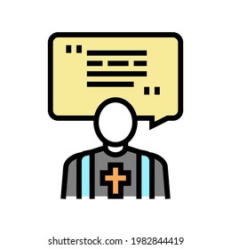 priest pet funeral color icon vector. priest pet funeral sign. isolated symbol illustration