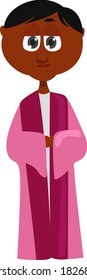 Priest in pink, illustration, vector on white background
