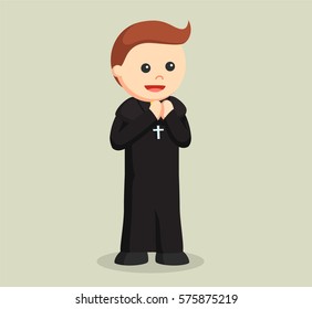 priest praying illustration design