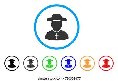 Priest rounded icon. Style is a flat priest gray symbol inside light blue circle with black, gray, green, blue, red, orange color versions. Vector designed for web and software interfaces.