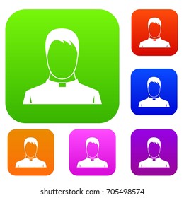 Priest set icon in different colors isolated vector illustration. Premium collection