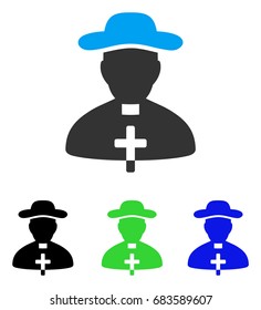 Priest vector pictograph. Style is flat graphic priest symbol using some color variants.