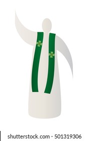 Priest, vicar, minister or pastor -  abstract silhouette cleric wearing a stole. Color vector illustration.