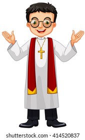 Priest wearing glasses and cross illustration