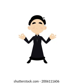Priester Yoga Meditation Flache Vektorgrafik Illustration