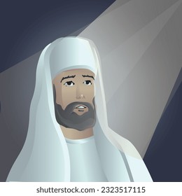 Sacerdote Zacarías en un servicio en el Templo de Israel. Ilustración vectorial. Historias de la Biblia, nuevo testamento.