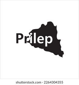 Mapa prilep y diseño de letras negras sobre fondo blanco