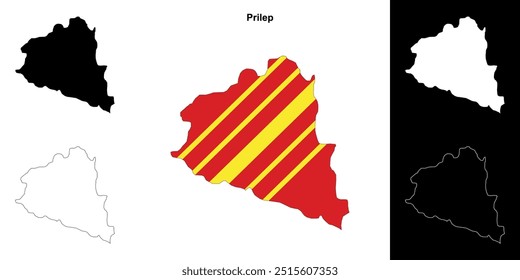 Prilep municipality outline map set