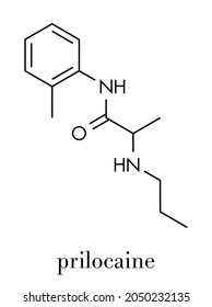 Prilocaine Local Anesthetic Drug Molecule. Skeletal Formula.