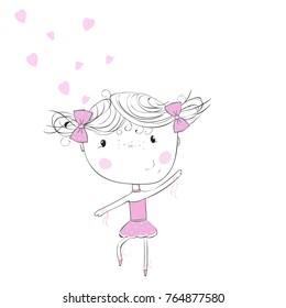 Prima ballerina. T-shirt graphic for kid's clothing. Use for print design, surface design, fashion kids wear