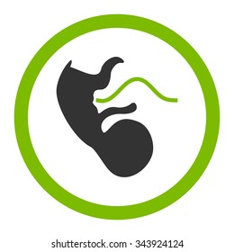 Primacy Embryo vector icon. Style is bicolor flat rounded symbol, eco green and gray colors, rounded angles, white background.