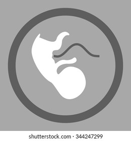 Primacy Embryo vector icon. Style is bicolor flat rounded symbol, dark gray and white colors, rounded angles, silver background.