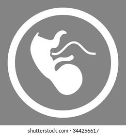 Primacy Embryo vector icon. Style is flat rounded symbol, white color, rounded angles, gray background.