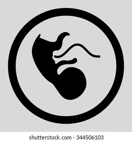 Primacy Embryo vector icon. Style is flat rounded symbol, black color, rounded angles, light gray background.