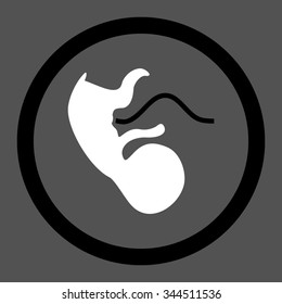 Primacy Embryo vector icon. Style is bicolor flat rounded symbol, black and white colors, rounded angles, gray background.