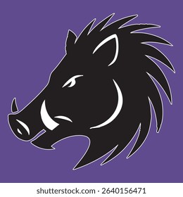 Primal boar head silhouette, tusks thrust forward and streamlined bristles