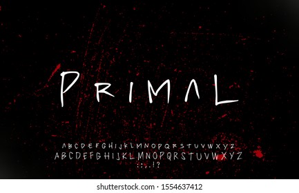 primal brush font alphabet handwritten vector design illustration