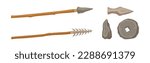 Primal Stone Age Tools and Weapon Isolated on White Background Vector Set