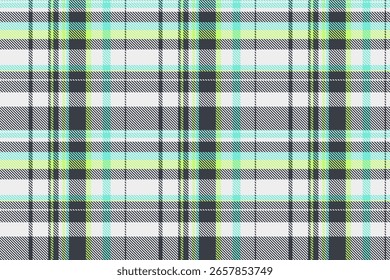 Tartán de tela de fondo primario, verificación de complejidad a cuadros sin costuras. Textura de Vector textil de patrón coreano en paleta de colores blancos y oscuros.