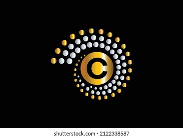 Primary C Circles Tech Digital Data Cyber Network Technology Monogram Vector Font Emblem Alphabet Abstract Creative Work Logo