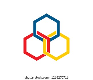 primary color hexagon design